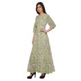 thumbnail image 2 of Moomaya Printed Round Neck 3/4 Sleeve Long Maxi Dress With Drawstring Waist, 2 of 3