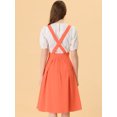 thumbnail image 4 of Unique Bargains Jupe Midi Plissée à Bretelles Rétro à Taille Élastique pour Femme, Orange, TG, 4 of 5