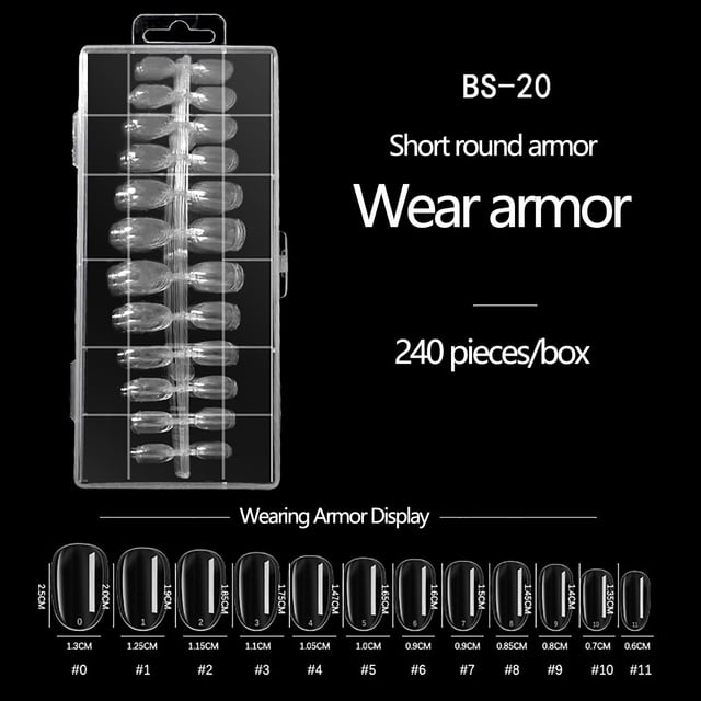 mtvxesu False nail Lightweight, Non-marking, Full-coverage, Flexible And Non-damaging Nail Set, For Soaking Or Extending Nails, 240 Pieces Per Box.
