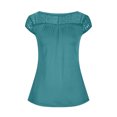 thumbnail image 3 of Mikilon Ensemble Élégant pour Femmes 2 Pcs Haut à Manches Courtes Imprimé Patchwork en Dentelle Col Rond Chic Confortable Ensemble Haut/chemise Col Rond Bleu Ciel m, 3 of 5