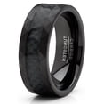 thumbnail image 2 of Men's Tungsten Carbide Ring Carbon Fiber Inlay Hammered Wedding Band Black 8MM, 2 of 3