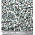 thumbnail image 1 of Soimoi Poly Georgette Fabric Leaves & Floral Block Printed Fabric 1 Yard 52 Inch Wide, 1 of 3