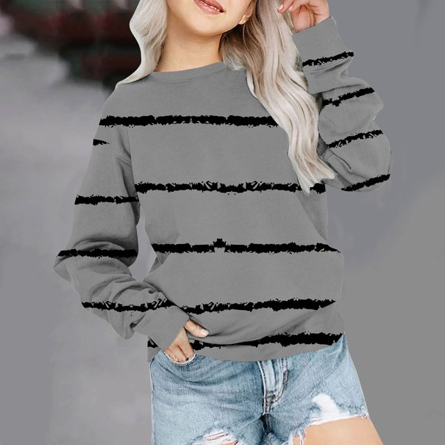 Mefallenssiah Sweat-Shirt Surdimensionné à Col Rond pour Filles Mode Enfants Manches Longues Pull 1-12 Ans
