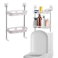thumbnail image 1 of Drppepioner Bathroom Storage & Organization,Over Toilet Storage Rack Self Adhesive Toilet Shelf Bathroom Organizer Shelf Above Toilet Shelf Bathroom Storage Bathroom Shelves Over Toilet Shelf White, 1 of 7