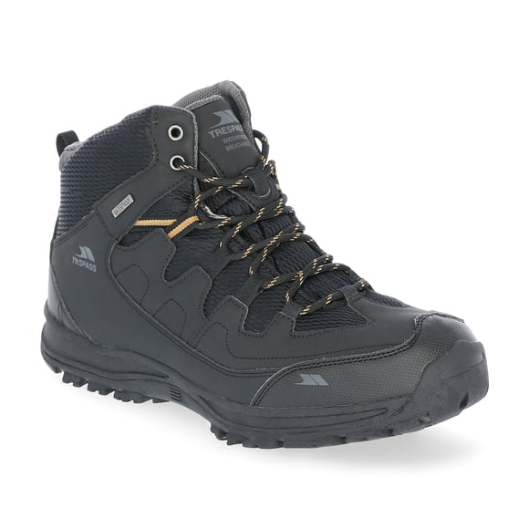 Trespass Mens Boots Finley - Mid Cut, Waterproof, Breathable Membrane, Ankle Support, Cushioned Collar & Tongue, Durable Toe & Heel Guard, PU/Textile Upper, TPR Outsole