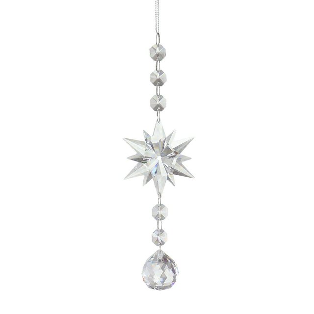 Crystal Light Catcher Prism Snowflake Wind Chime Hanging Christmas Sundrop (C)
