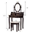 thumbnail image 3 of Ensemble de Coiffeuse Détachable Table de Maquillage Bureau de Toilette avec Miroir et Tabouret Rembourré Brun, 3 of 7