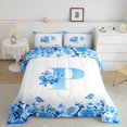 thumbnail image 2 of Erosebridal Ensembles de Literie Initiale Florale Double avec Couette, Insert de Couette Fleur Papillon, Déco de Chambre Ado, Réversible, 3 Pcs, 2 of 8