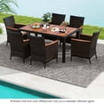 thumbnail image 4 of Costway 7 Pieces Outdoor Wicker Dining Set with Acacia Wood Table and 6 Stackable Chairs, 4 of 10