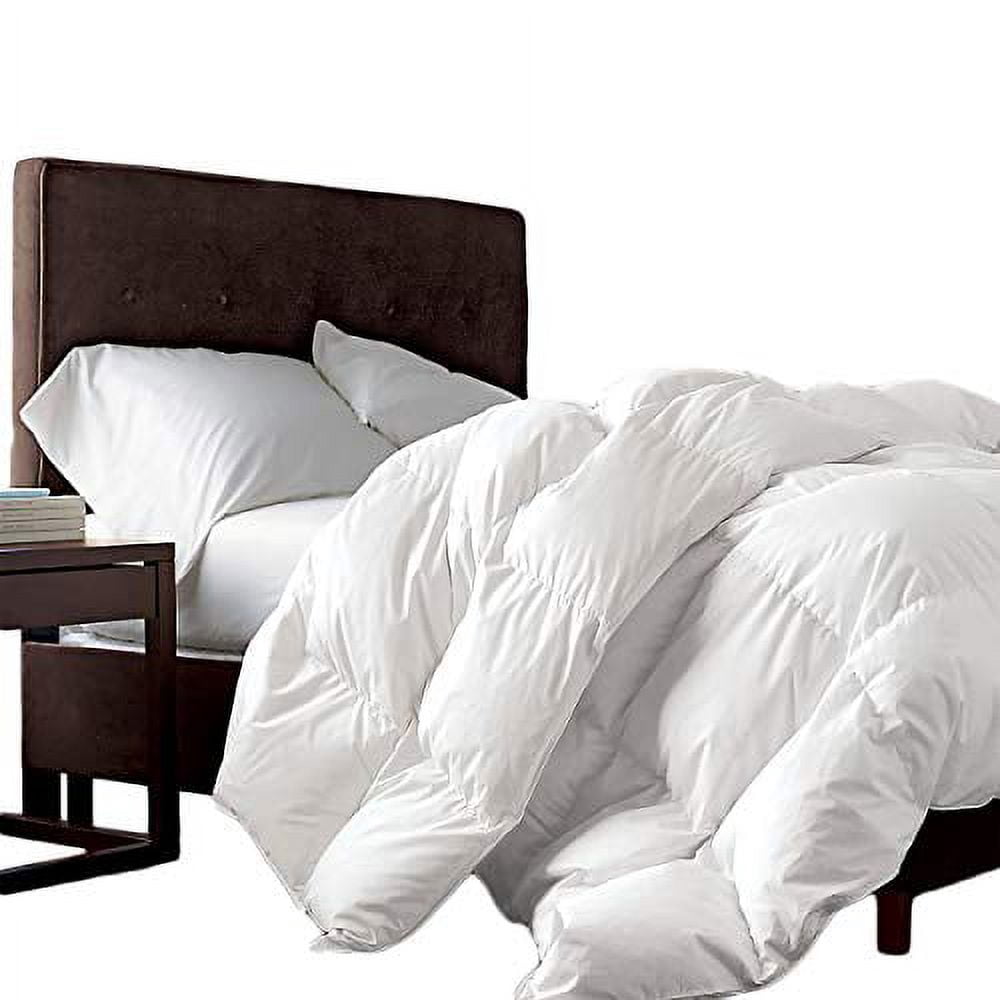 Luxurious Queen Size Siberian Goose Down Comforter 100% Egyptian Cotton 1200 Thread Count 1200TC - Baffle Box Design - 48oz Fill Weight - Full/Queen Duvet - Solid White