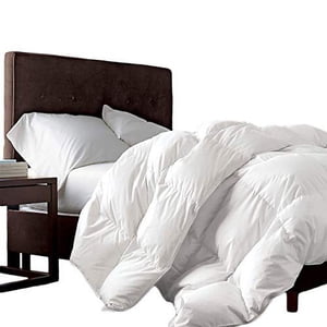 Luxurious Queen Size Siberian Goose Down Comforter 100% Egyptian Cotton 1200 Thread Count 1200TC - Baffle Box Design - 48oz Fill Weight - Full/Queen Duvet - Solid White