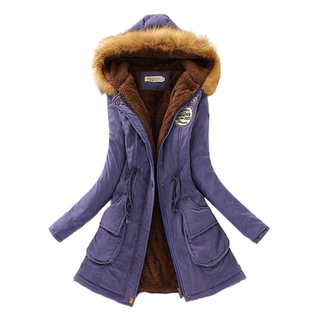 MAWCLOS Parka pour Femmes Veste à Cordon Manteau d'Hiver Décontracté à Capuche Bleu Royal m