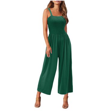 Hvobtty Combinaison Pantalon Pleine Longueur pour Femmes, Combinaison Décontractée Ample Sans Manches à Jambe Grand pour Femmes avec Poches