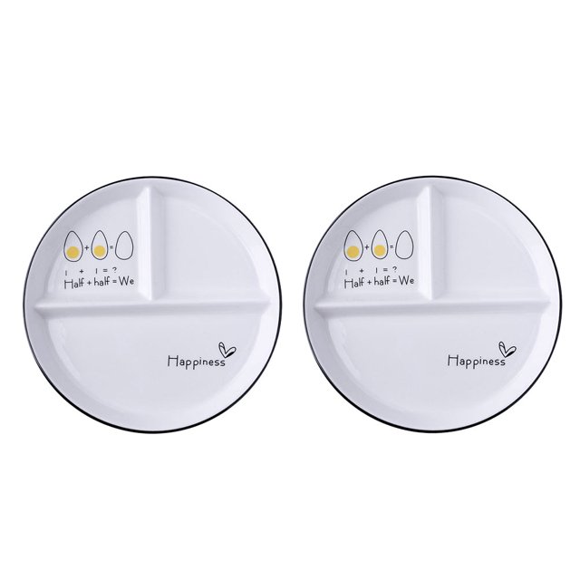 MasteelfCA 2 Pcs Assiettes à 3 Compartiments pour Repas, Assiettes de Déjeuner pour la Maison (Style Aléatoire)
