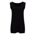 thumbnail image 4 of QUINDOS Débardeurs pour Femmes Grande Taille Été Noir Exercice Mode Grande Taille Uni Col Rond Ample Sans Manches T-shirt Chandail Camisoles pour Femmes, 4 of 6