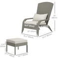 thumbnail image 3 of Outsunny Chaise Adirondack en Osier avec Ottoman Chaise pour Foyer avec Coussin Blanc, 3 of 10