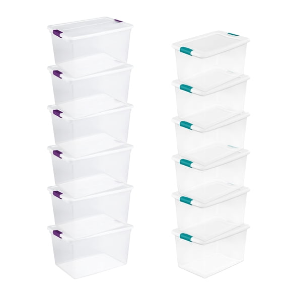 Sterilite 64 Quart Storage Tote, 6 Pack, and 66 Quart Storage Tote, 6 Pack