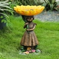 thumbnail image 1 of Agiferg Beautiful Sunflower Bird Bath Brown Pedestal Handmade For Outdoor, 1 of 6
