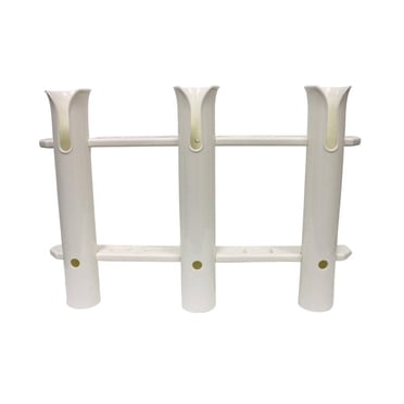 Surface Mount 3-Rack Rod Holder for fishing rods, fillet knife, and pliers, Fishing Rod for Boat Kayak Garage Storage or Trucks With Screws (White)