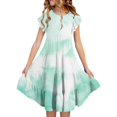thumbnail image 1 of Girls Summer Double Layer Flutter Sleeve Dress - Flowy A-Line Gradient Midi Dress, 1 of 5