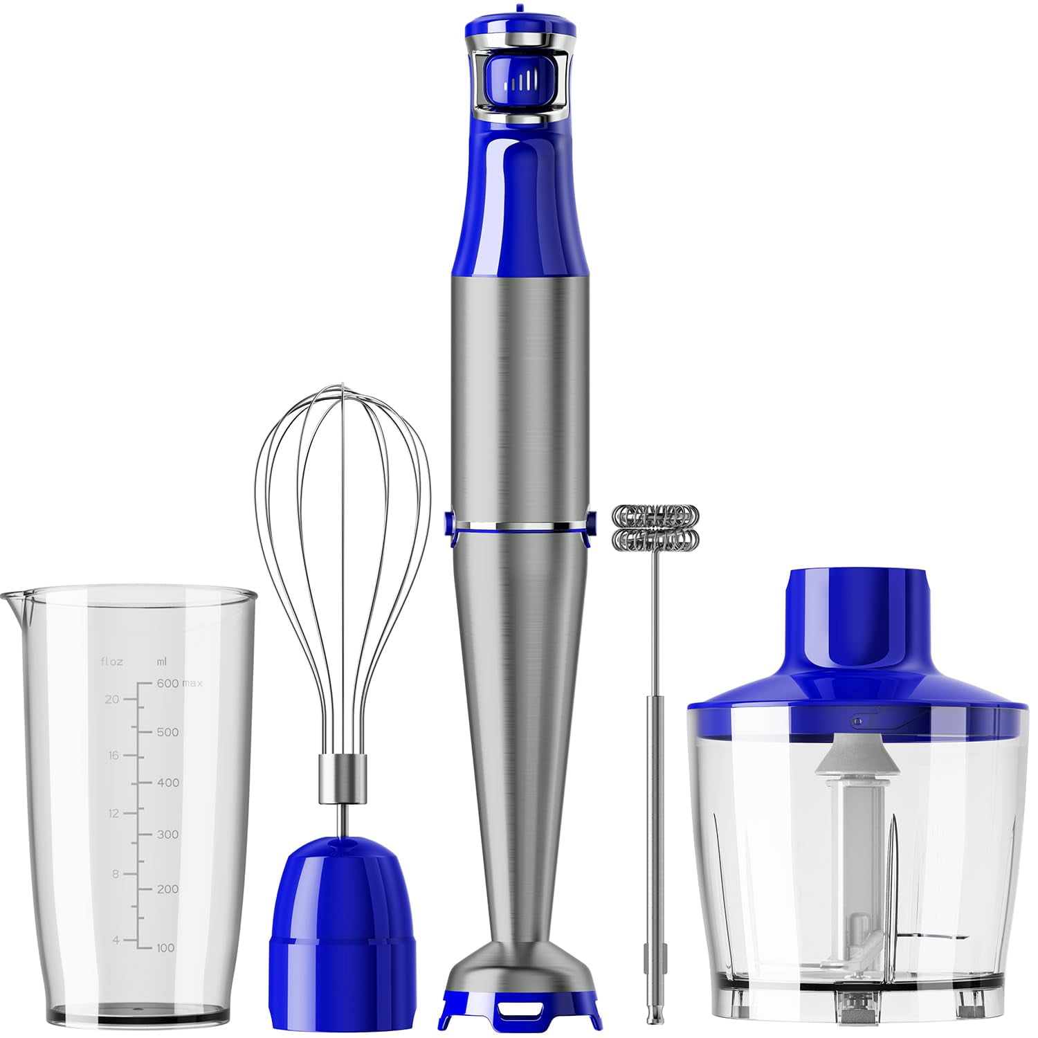 Immersion Blender Handheld Corded Hand Blenders Set 1100W, Trigger Variable Speed 5 in 1 Stick Emulsifier with Chopper, Whisk and Frother for Soup, B