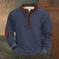 thumbnail image 1 of Men's Retro Halloween Quarter Button Collar Sweatshirt Haunted House Acting Essential Partially Buttoned Pullover Vintage Horror Print Last-Minute Halloween Party, 1 of 4