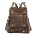 thumbnail image 1 of Kcodviy Ladies Solid Color Leather Snap Backpack Hat for Men Large Capacity Double Zipper Dog Backpack Casual Backpack, 1 of 6