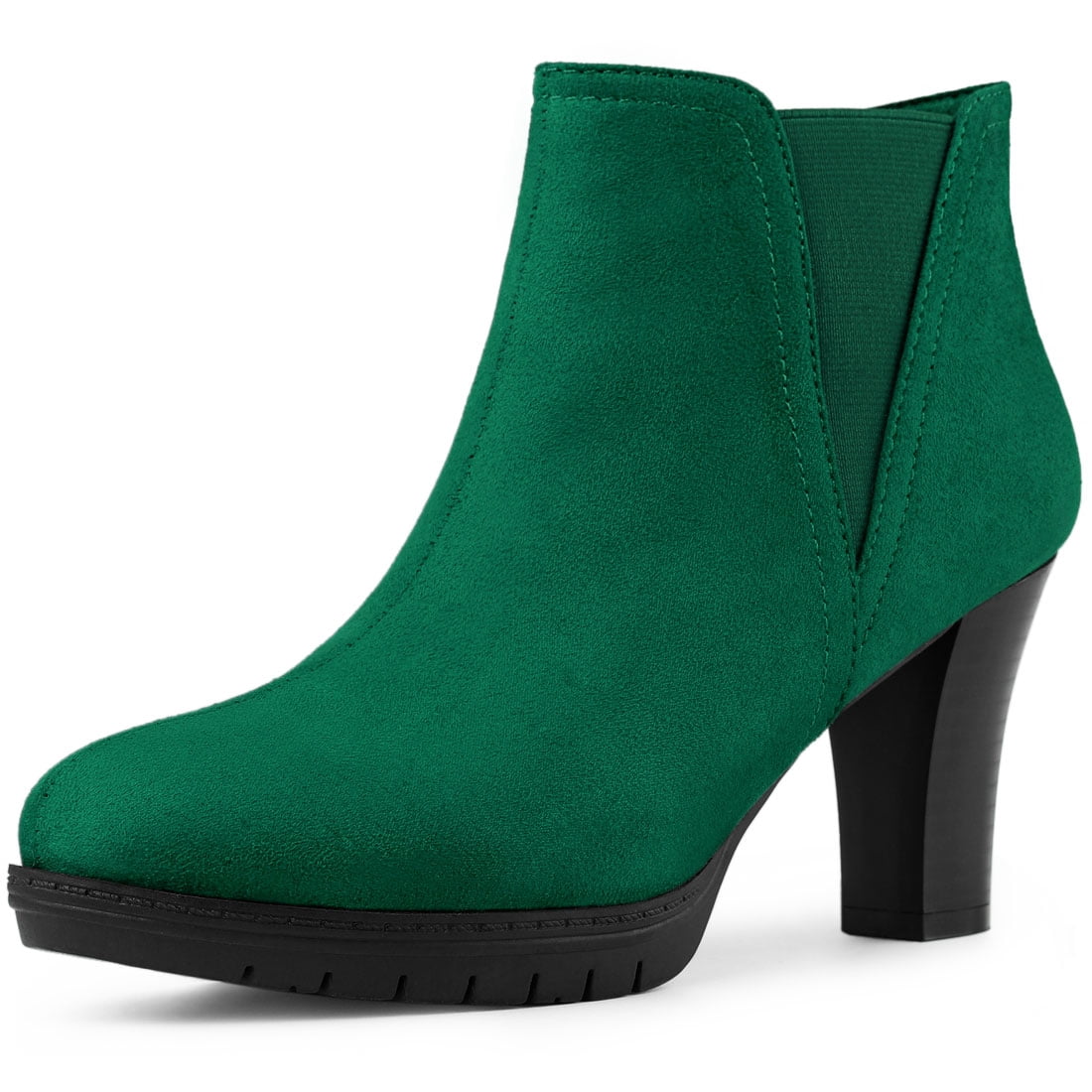 Unique Bargains Women's Round Toe Chunky Heels Chelsea Ankle Boots