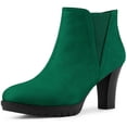 thumbnail image 1 of Unique Bargains Bottines Chelsea à Talons Épais à Bout Rond pour Femmes, 1 of 6