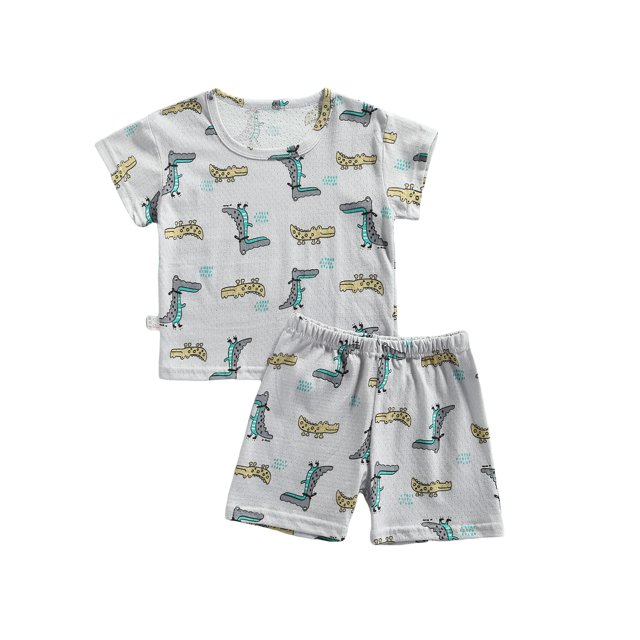Kmbangi Vêtements de Loisirs pour Tout-Petits Manches Courtes Col Rond Hauts Shorts