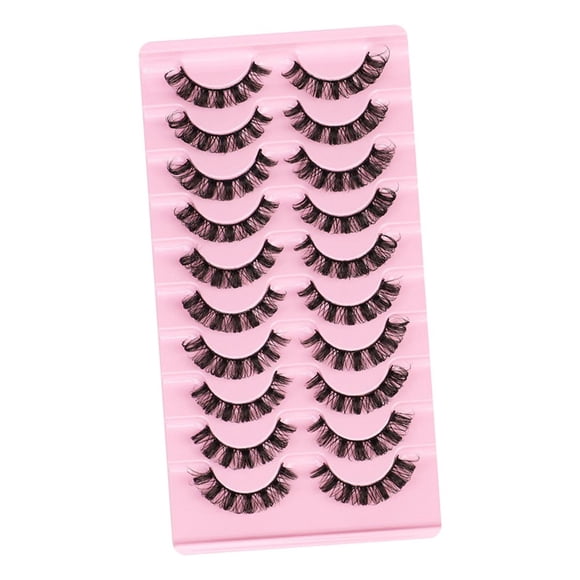 10 Pairs Russian Strip Lashes Curly Handmade F 19x10.5x1.5CM