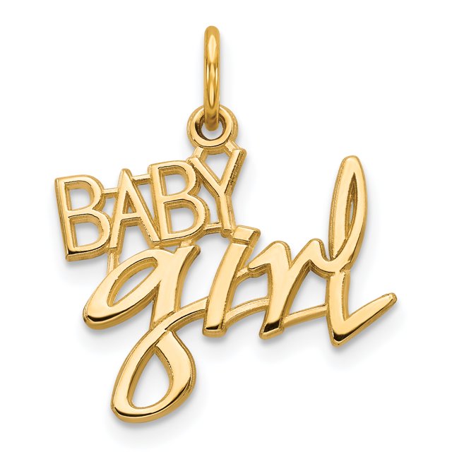 10k Yellow Gold Baby Girl Necklace Charm Pendant Talking