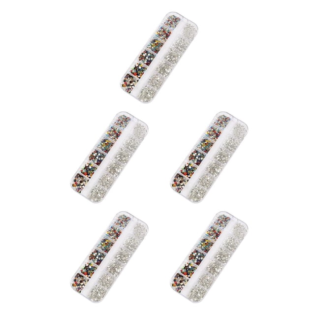 QualitChoice 1 Bag Glass Crystal Special-shaped Eye-catching Flat Bottom Easy to Paste Perfect Match Nail Rhinestones for Mobile Phone White and Mixed Colo 5Set
