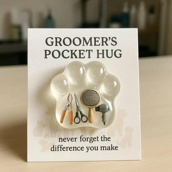 cpengpj Souvenir de Poche du Toiletteur avec Carte d'Appréciation, Cadeau de Remerciement pour Toiletteurs d'Animaux, Cadeau Sincère pour Professionnels de la Toilettage de Chiens, Carte Message Inspirante