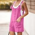 thumbnail image 4 of TopLLC Women's Summer Casual Rompers Sleeveless Loose Spaghetti Strap Short Jumpsuits Overalls Solid Button Bodysuit Playsuit With Pockets, 4 of 7