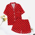 thumbnail image 2 of MIASHUI Ensemble de Pyjama 2 Pcs pour Garçons et Filles à Pois Boutonné, Rouge, 4-5 Ans, 2 of 4