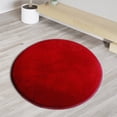 thumbnail image 4 of Round Solid Coral Velvet Memory Foam Carpets Area Rug Bedroom Doormat Floor Mat Mats, 4 of 4