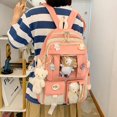 thumbnail image 4 of Kawaii Backpack Backpack Kawaii Pendants and Pins Accessories 5Pcs Set Cute Kawaii Rucksack for School Bag Cute Aesthetic Backpack 17in Travel Rucksack School Bag (Black), 4 of 5