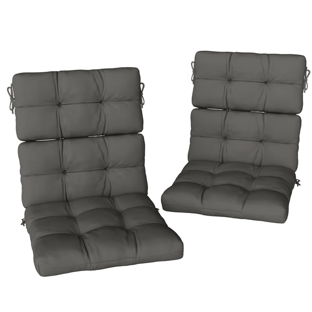 Outsunny Outdoor Chair Cushion with Ties, Button Tufted for Garden, Grey