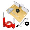 thumbnail image 1 of TFixol Gold Aluminum Alloy Router Table Insert Plate Set with Adjustable Height Base, Fence, Push Block, and Angle Gauge - 4-Piece Woodworking Kit (240x200mm), 1 of 5