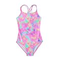 thumbnail image 1 of B91xZ Girls One Pieces Swimsuit Long Sleeve Rash Guard Zipper Front Bathing Suit,Pink 8-9 Years, 1 of 5