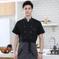 thumbnail image 3 of Maoww Unisex Chef Coat Jacket Catering Kitchen Short Sleeve Chef Wear 2XL Black, 3 of 9