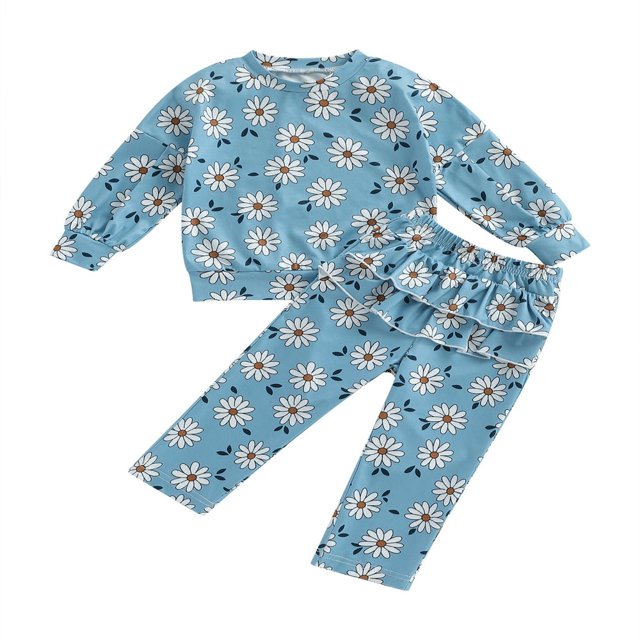 Baby Boys 2PCS Pants Sets Long Sleeve Round Neck Sweatshirt Tops Solid Color Pants Sets