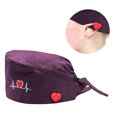 thumbnail image 4 of Opolski Women ECG Heart Embroidery Adjustable Dustproof Button Scrub Cap Bouffant Hat, 4 of 8