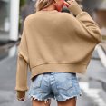 thumbnail image 4 of Yuyuzo Chandails pour Femmes Manches Longues Col Rond Tricot Côtelé Hauts Courts Couleur Unie Chandail, 4 of 4