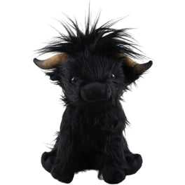 Peluche Vache Highland – 45 Cm – Doudou Doux Et Réaliste – Déco Fermière – Blanc/rose/marron