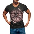 thumbnail image 1 of Birdeem Chandail Décontracté pour Hommes Col en V Imprimé Manches Courtes T-Shirt Blouse, 1 of 4