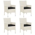 thumbnail image 1 of vidaXL Garden Chairs with Cushions 4 pcs Poly Rattan White, 1 of 5