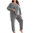 thumbnail image 2 of Ounisa Women Plus Size Pajama Set, Long Sleeve Button-Down Soft Comfy Two-Piece Sleepwear Lounge Set, 2 of 5