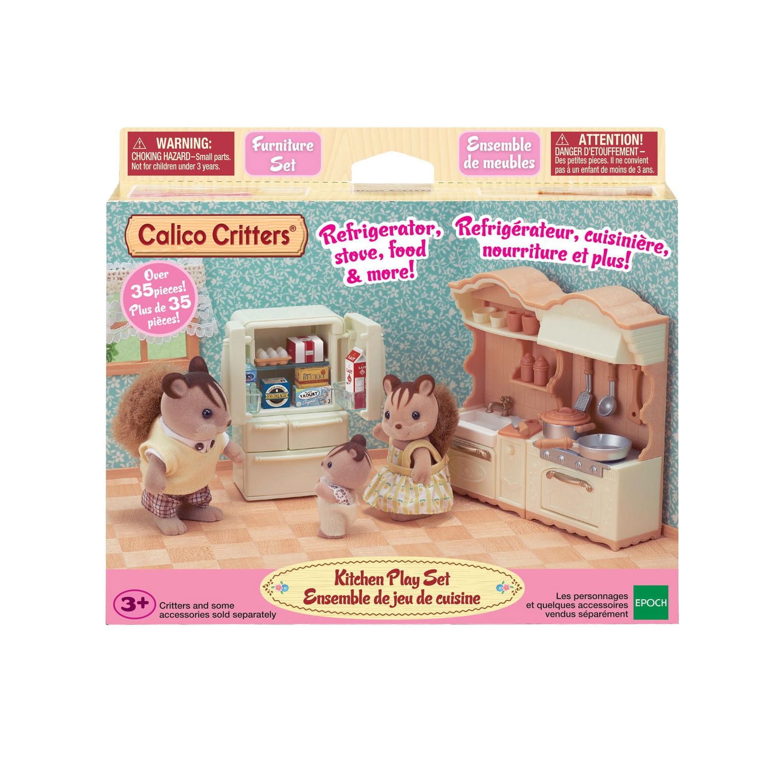 Ensemble de jeu de cuisine Calico Critters, meubles et accessoires de maison de poupée